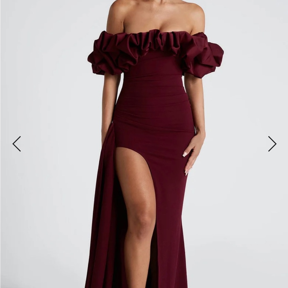 Elegant Burgundy Off-Shoulder Dress